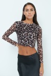 MAGLIA CROP MANICA LUNGA STAMPA LEOPARDATO