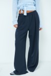 PANTALONE LARGO CON ELASTICO E PINCE BLU