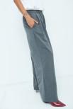 PANTALONE LARGO CON ELASTICO E PINCE GRIGIO