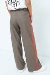 PANTA PALAZZO CHECK CON PINCE E GROIS MORO/ROSSO