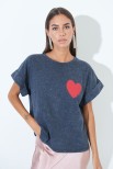 T-SHIRT CUORE E SCRITTA GRIGIO