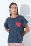 T-SHIRT CUORE E SCRITTA GRIGIO