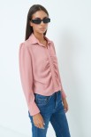 CAMICA CROP CON BOTTONI FODERATI ROSA