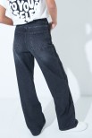 JEANS PALAZZO CON BANDALATERALE NERO