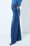 JEANS PALAZZO BANDA LATERALE BLU