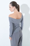 MAGLIA SCOLLO AMPIO COSTINA GRIGIO