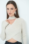 MAGLIA CROP INCROCIO COSTINA CAMICIOLA