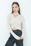 MAGLIA CROP INCROCIO COSTINA CAMICIOLA