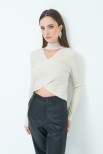 MAGLIA CROP INCROCIO COSTINA CAMICIOLA