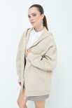 FELPA CON ZIP PIU CAPPUCCIO BEIGE