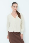 CARDIGAN CON BOTTONE GIOIELLO BEIGE