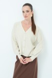 CARDIGAN CON BOTTONE GIOIELLO BEIGE