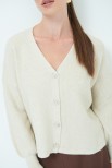 CARDIGAN CON BOTTONE GIOIELLO BEIGE