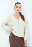 CARDIGAN CON BOTTONE GIOIELLO BEIGE