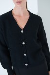 CARDIGAN CON BOTTONE GIOIELLO NERO