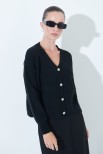 CARDIGAN CON BOTTONE GIOIELLO NERO