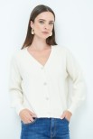 CARDIGAN CON BOTTONE GIOIELLO BURRO