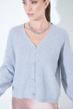 CARDIGAN CON BOTTONE GIOIELLO GRIGIO MEDIO