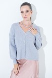 CARDIGAN CON BOTTONE GIOIELLO GRIGIO MEDIO