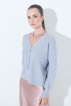 CARDIGAN CON BOTTONE GIOIELLO GRIGIO MEDIO