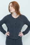 CARDIGAN PARICOLLO MISTO CASHMERE GRIGIO ANTRACITE