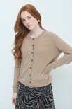 CARDIGAN PARICOLLO MISTO CASHMERE CAMMELLO