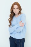 CARDIGAN PARICOLLO MISTO CASHMERE CELESTE