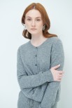 CARDIGAN PARICOLLO MISTO CASHMERE GRIGIO MEDIO