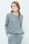 CARDIGAN PARICOLLO MISTO CASHMERE GRIGIO MEDIO