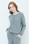 CARDIGAN PARICOLLO MISTO CASHMERE GRIGIO MEDIO