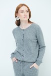 CARDIGAN PARICOLLO MISTO CASHMERE GRIGIO MEDIO