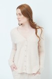 CARDIGAN SCOLLO V MISTO CASHMERE BEIGE