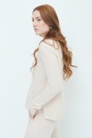 CARDIGAN SCOLLO V MISTO CASHMERE BEIGE