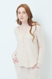 CARDIGAN SCOLLO V MISTO CASHMERE BEIGE