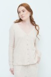 CARDIGAN SCOLLO V MISTO CASHMERE BEIGE