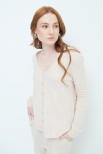 CARDIGAN SCOLLO V MISTO CASHMERE BEIGE