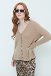 CARDIGAN SCOLLO V MISTO CASHMERE CAMMELLO