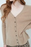 CARDIGAN SCOLLO V MISTO CASHMERE CAMMELLO