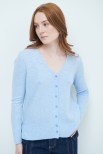 CARDIGAN SCOLLO V MISTO CASHMERE CELESTE