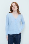 CARDIGAN SCOLLO V MISTO CASHMERE CELESTE