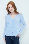 CARDIGAN SCOLLO V MISTO CASHMERE CELESTE