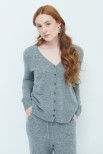 CARDIGAN SCOLLO V MISTO CASHMERE GRIGIO MEDIO