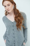 CARDIGAN SCOLLO V MISTO CASHMERE GRIGIO MEDIO