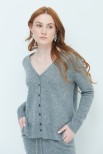 CARDIGAN SCOLLO V MISTO CASHMERE GRIGIO MEDIO