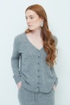 CARDIGAN SCOLLO V MISTO CASHMERE GRIGIO MEDIO