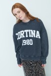 FELPA OVER CON SCRITTA "CORTINA 1980" GRIGIO