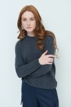 MAGLIA PARICOLLO BASIC MISTO CASHMERE GRIGIO ANTRACITE