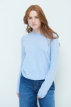 MAGLIA PARICOLLO BASIC MISTO CASHMERE CELESTE