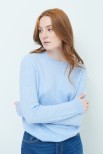 MAGLIA PARICOLLO BASIC MISTO CASHMERE CELESTE