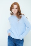 MAGLIA PARICOLLO BASIC MISTO CASHMERE CELESTE